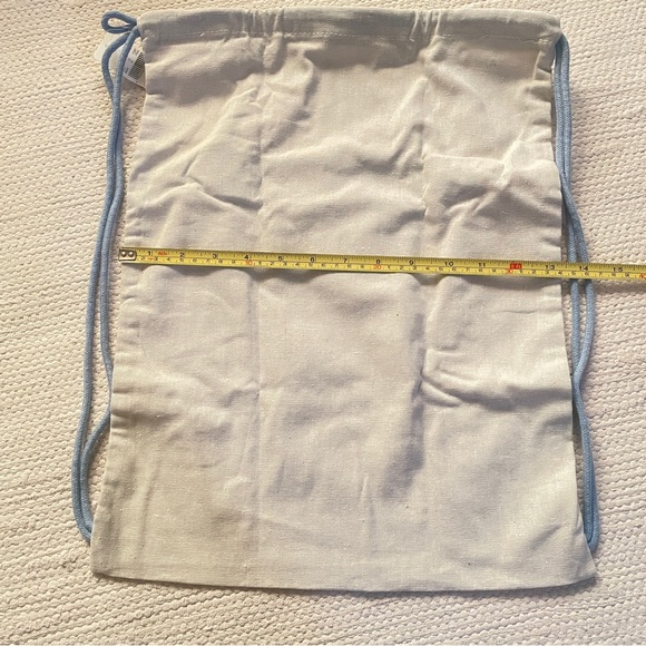 Toms Unisex Drawstring Backpack Fabric Lightweight Bag Sack Logo Blue Beige - Picture 4 of 4